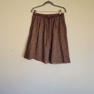 GAP midi skirt size 2 brown white pokadot